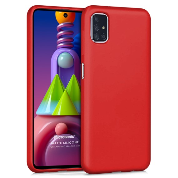 Microsonic Matte Silicone Samsung Galaxy M51 Kılıf Kırmızı 1