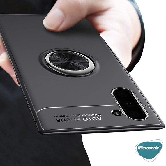 Microsonic Samsung Galaxy Note 10 Kılıf Kickstand Ring Holder Siyah 4