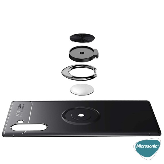 Microsonic Samsung Galaxy Note 10 Kılıf Kickstand Ring Holder Siyah Rose 5
