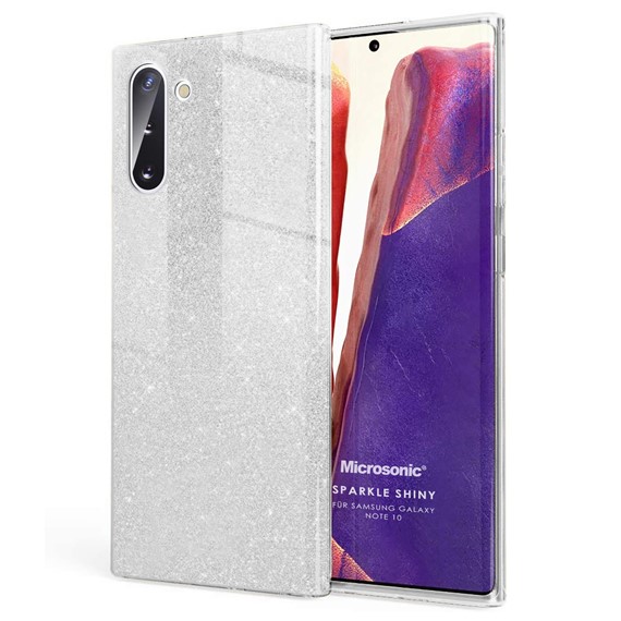 Microsonic Samsung Galaxy Note 10 Kılıf Sparkle Shiny Gümüş 1