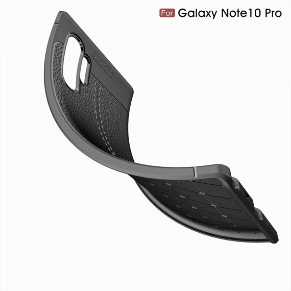 Microsonic Samsung Galaxy Note 10 Plus Kılıf Deri Dokulu Silikon Gri 3