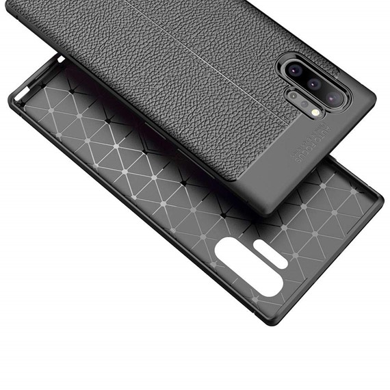 Microsonic Samsung Galaxy Note 10 Plus Kılıf Deri Dokulu Silikon Siyah 5