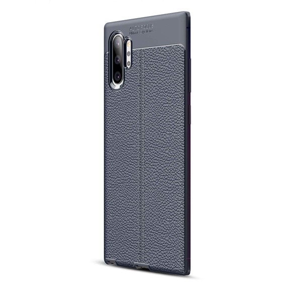 Microsonic Samsung Galaxy Note 10 Plus Kılıf Deri Dokulu Silikon Lacivert 2