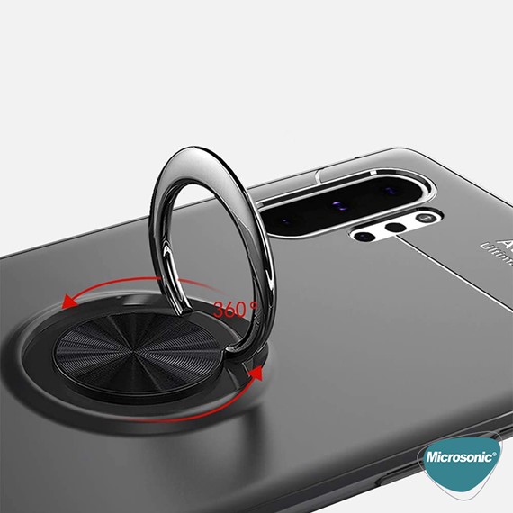 Microsonic Samsung Galaxy Note 10 Plus Kılıf Kickstand Ring Holder Kırmızı 5