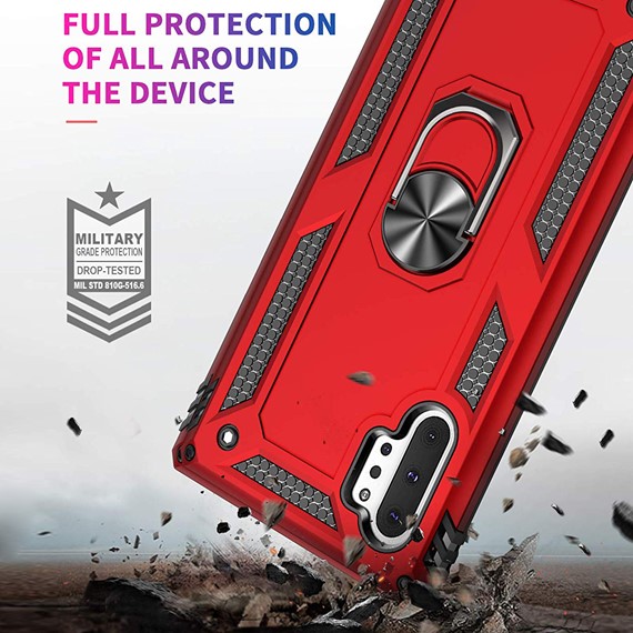 Microsonic Samsung Galaxy Note 10 Plus Kılıf Military Ring Holder Kırmızı 3