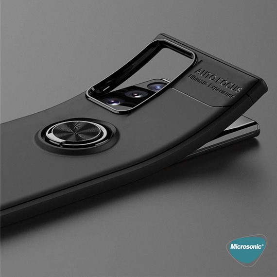 Microsonic Samsung Galaxy Note 20 Ultra Kılıf Kickstand Ring Holder Siyah Rose 3