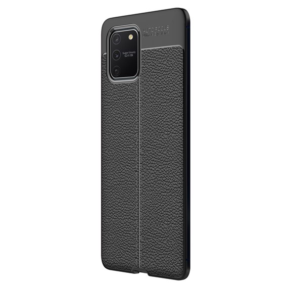 Microsonic Samsung Galaxy S10 Lite Kılıf Deri Dokulu Silikon Siyah 2