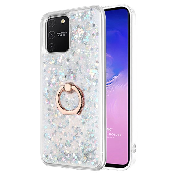 Microsonic Samsung Galaxy S10 Lite Kılıf Glitter Liquid Holder Gümüş 1