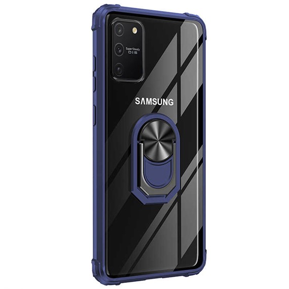 Microsonic Samsung Galaxy S10 Lite Kılıf Grande Clear Ring Holder Lacivert 2