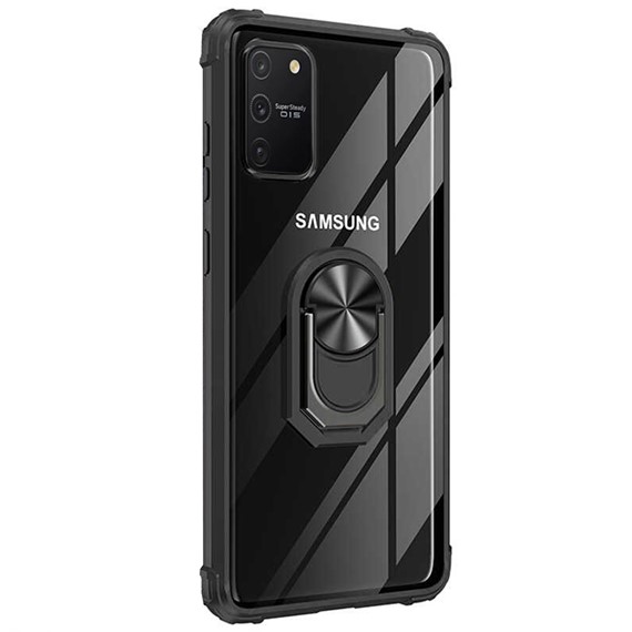 Microsonic Samsung Galaxy S10 Lite Kılıf Grande Clear Ring Holder Siyah 2