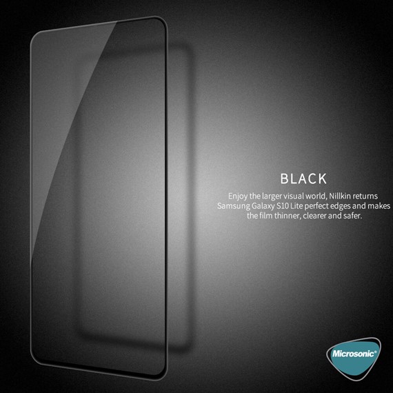 Microsonic Samsung Galaxy S10 Lite Tam Kaplayan Temperli Cam Ekran Koruyucu Siyah 3