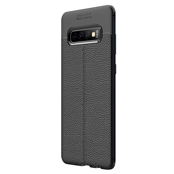 Microsonic Samsung Galaxy S10 Plus Kılıf Deri Dokulu Silikon Siyah 2