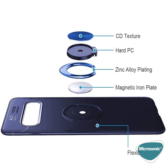 Microsonic Samsung Galaxy S10 Plus Kılıf Kickstand Ring Holder Lacivert 5