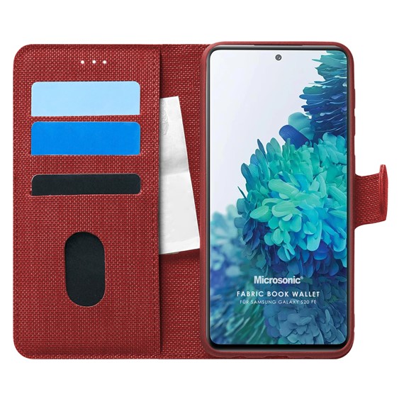 Microsonic Samsung Galaxy S20 FE Kılıf Fabric Book Wallet Kırmızı 1