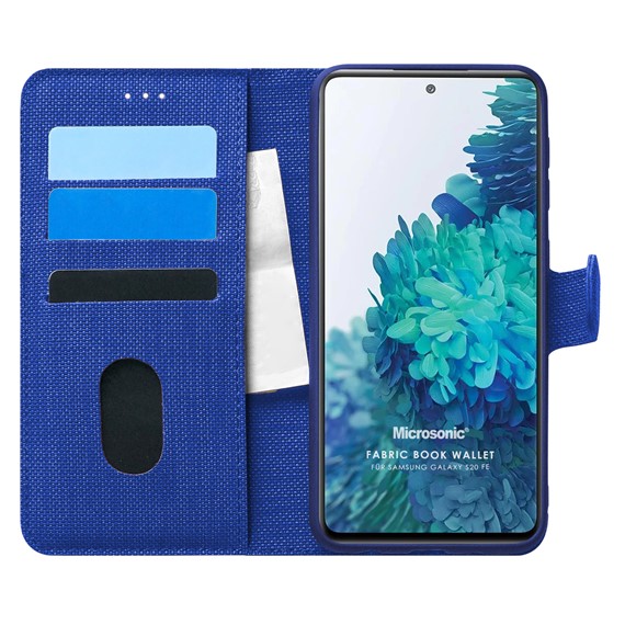 Microsonic Samsung Galaxy S20 FE Kılıf Fabric Book Wallet Lacivert 1