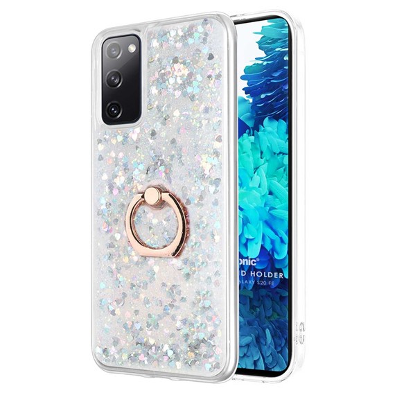 Microsonic Samsung Galaxy S20 FE Kılıf Glitter Liquid Holder Gümüş 1