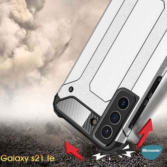 Microsonic Samsung Galaxy S21 FE Kılıf Rugged Armor Kırmızı 3