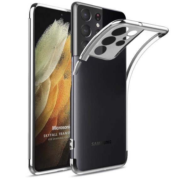 Microsonic Samsung Galaxy S21 Ultra Kılıf Skyfall Transparent Clear Gümüş 1