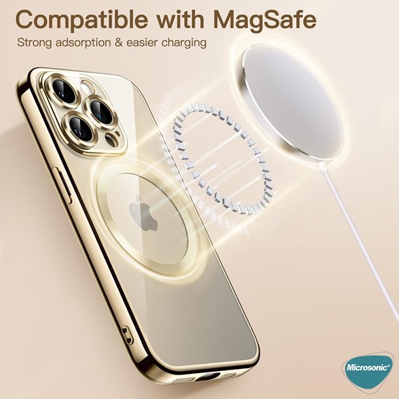 Microsonic Apple iPhone 13 Pro Kılıf MagSafe Luxury Electroplate Gümüş 2