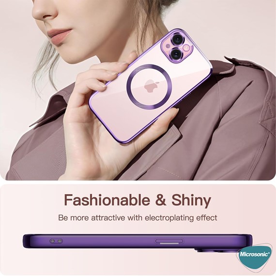 Microsonic Apple iPhone 13 Pro Kılıf MagSafe Luxury Electroplate Mavi 6