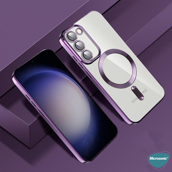 Microsonic Apple iPhone 13 Pro Max Kılıf MagSafe Luxury Electroplate Gümüş 8