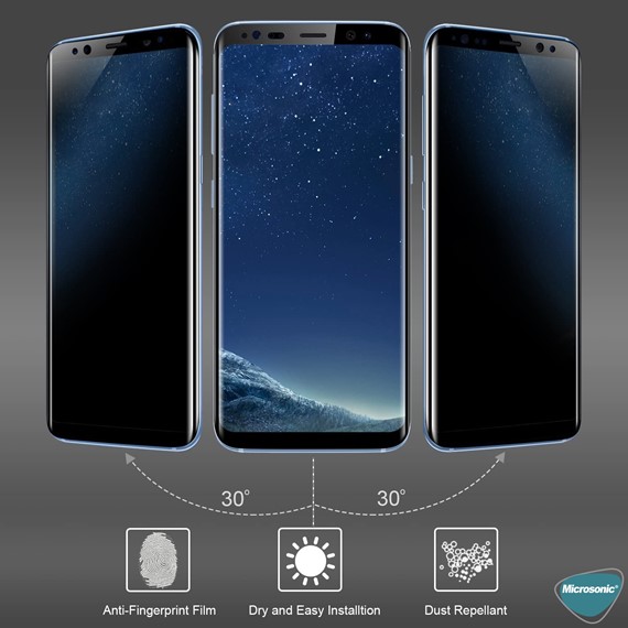 Microsonic Samsung Galaxy S8 Plus Privacy 5D Gizlilik Filtreli Cam Ekran Koruyucu Siyah 2