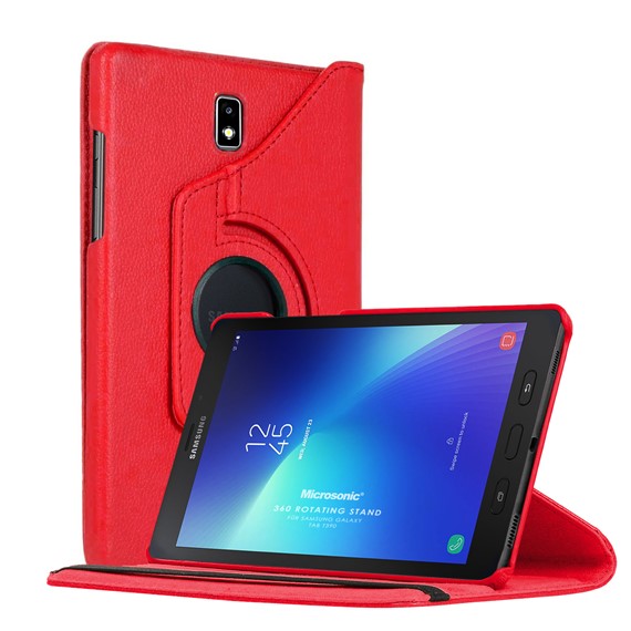 Microsonic Samsung Galaxy Tab Active2 T390 Kılıf 360 Rotating Stand Deri Kırmızı 1