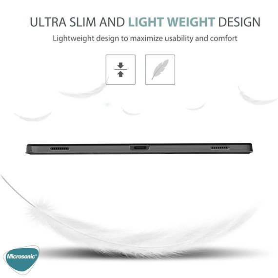 Microsonic Samsung Galaxy Tab S7 FE LTE T737 Kılıf Slim Translucent Back Smart Cover Gümüş 5