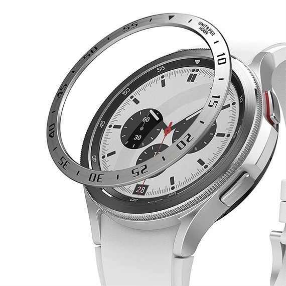 Microsonic Samsung Galaxy Watch 4 Classic 46MM Spor Koruyucu Metal Çerçeve Bezel Gümüş 1