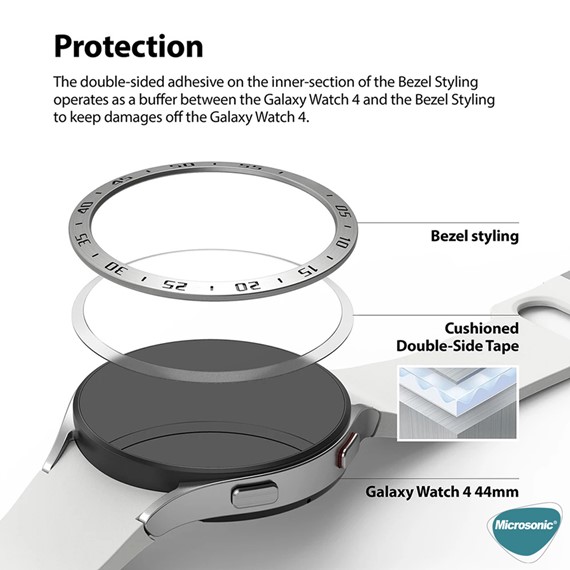 Microsonic Samsung Galaxy Watch 4 Classic 46MM Spor Koruyucu Metal Çerçeve Bezel Siyah 4
