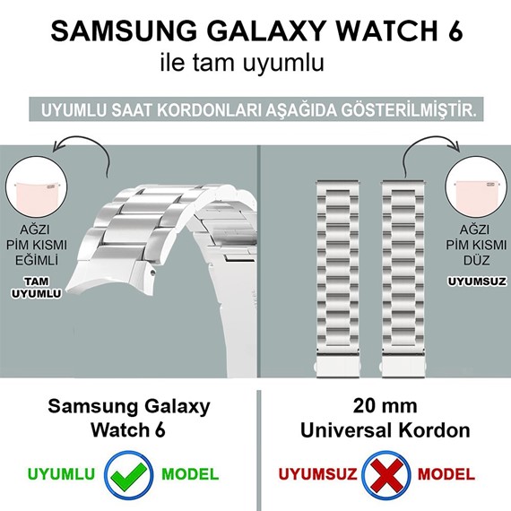 Microsonic Samsung Galaxy Watch 6 Classic 47mm Solid Steel Kordon Gümüş 3