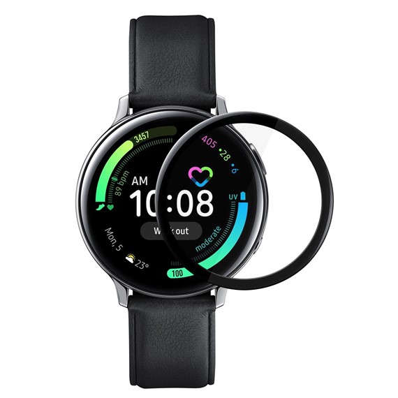 Microsonic Samsung Galaxy Watch Active 2 44mm Tam Kaplayan Temperli Cam Full Ekran Koruyucu Siyah 1