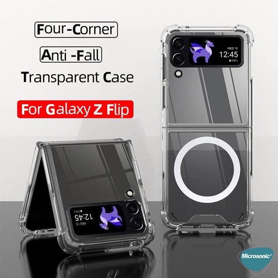 Microsonic Samsung Galaxy Z Flip 3 Kılıf MagSafe Clear Soft Şeffaf 3