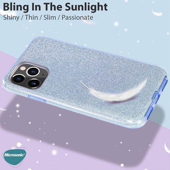Microsonic Samsung Galaxy M31 Kılıf Sparkle Shiny Mavi 7