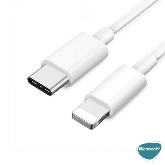Microsonic Type-C to Lightning Kablo iPhone iPad Macbook Typ-C - 8Pin İOS Lightning Dönüştücü Kablo Beyaz 2