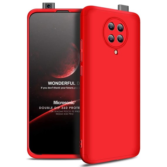 Microsonic Xiaomi Redmi K30 Pro Kılıf Double Dip 360 Protective Kırmızı 1