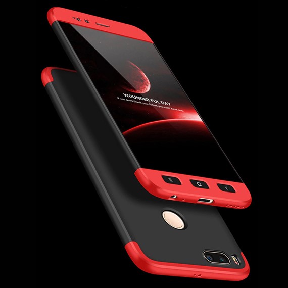 Microsonic Xiaomi Mi A1 Kılıf Double Dip 360 Protective Siyah Kırmızı 5