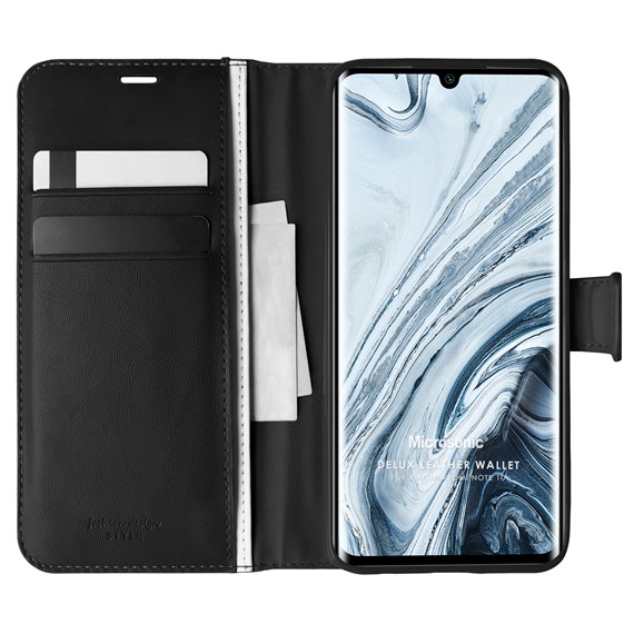 Microsonic Xiaomi Mi Note 10 Kılıf Delux Leather Wallet Siyah 1