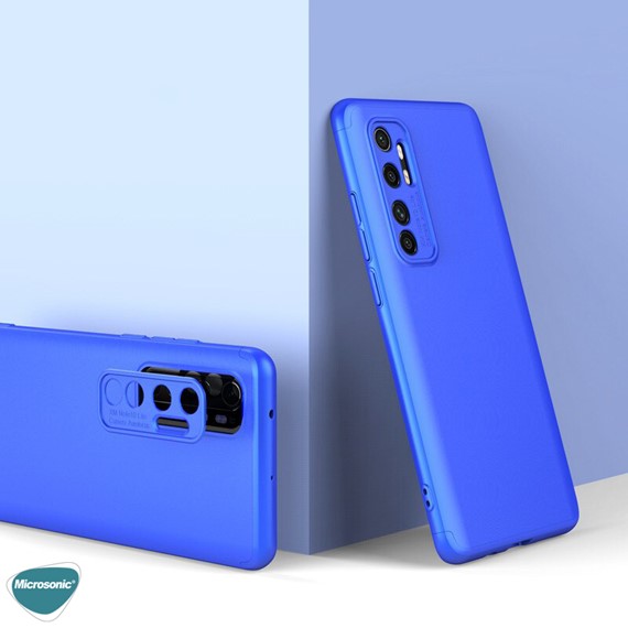 Microsonic Xiaomi Mi Note 10 Lite Kılıf Double Dip 360 Protective Mavi 3