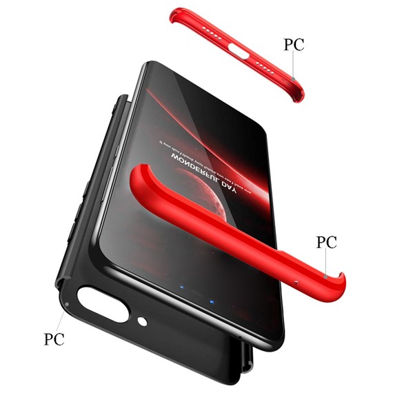 Microsonic Xiaomi Mi 8 Lite Kılıf Double Dip 360 Protective Siyah Kırmızı 3