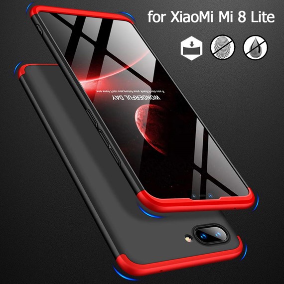 Microsonic Xiaomi Mi 8 Lite Kılıf Double Dip 360 Protective Kırmızı 4