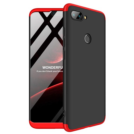 Microsonic Xiaomi Mi 8 Lite Kılıf Double Dip 360 Protective Siyah Kırmızı 1