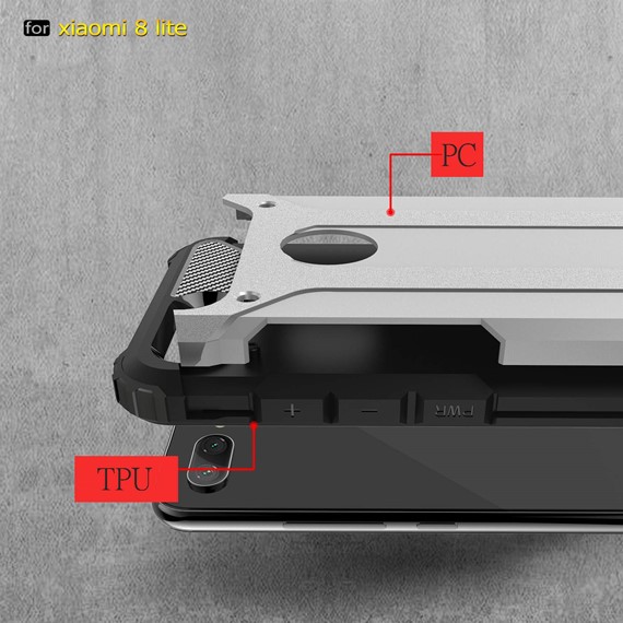 Microsonic Xiaomi Mi 8 Lite Kılıf Rugged Armor Gümüş 3