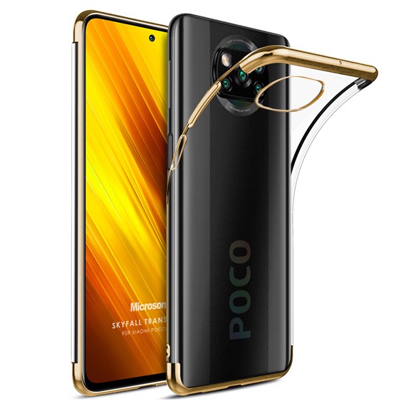 Microsonic Xiaomi Poco X3 Pro Kılıf Skyfall Transparent Clear Gold 1