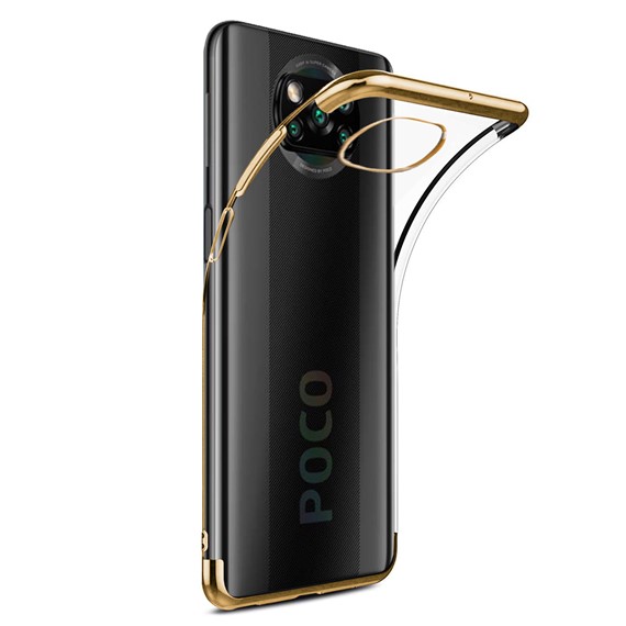 Microsonic Xiaomi Poco X3 NFC Kılıf Skyfall Transparent Clear Gold 2