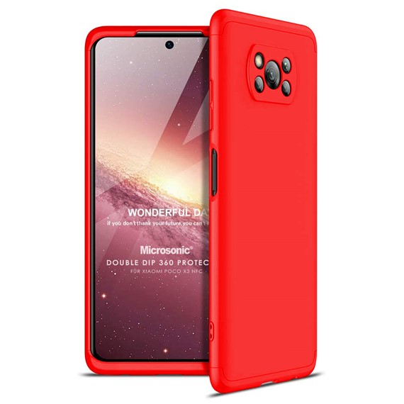 Microsonic Xiaomi Poco X3 NFC Kılıf Double Dip 360 Protective Kırmızı 1
