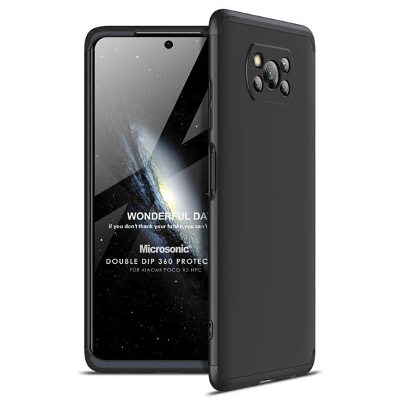 Microsonic Xiaomi Poco X3 NFC Kılıf Double Dip 360 Protective Siyah 1