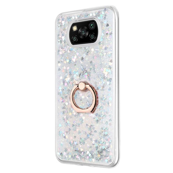 Microsonic Xiaomi Poco X3 NFC Kılıf Glitter Liquid Holder Gümüş 2