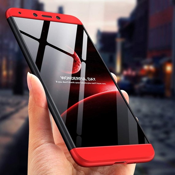 Microsonic Xiaomi Redmi 6A Kılıf Double Dip 360 Protective Siyah Kırmızı 5