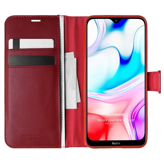 Microsonic Xiaomi Redmi 8 Kılıf Delux Leather Wallet Kırmızı 1
